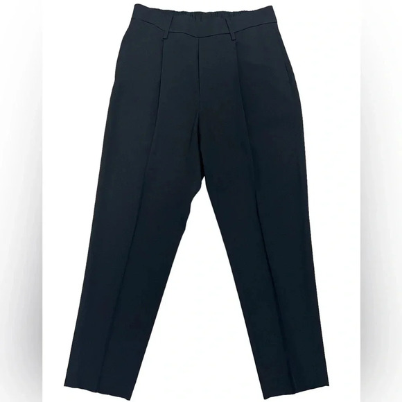 Vince Mid-Rise Tapered Pull-On Pant Straight Cropped Leg Trousers Black Size M - Picture 5 of 11